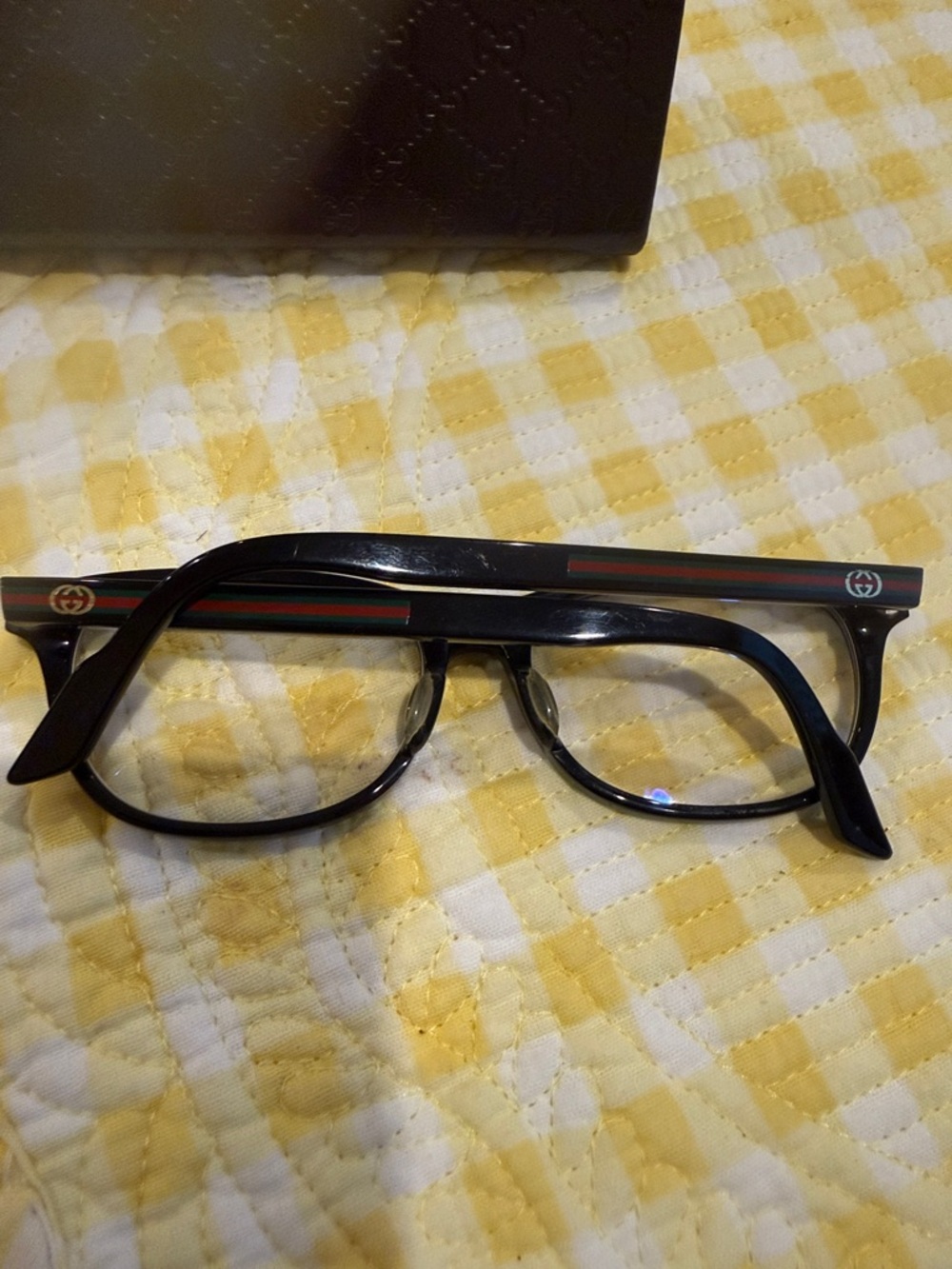 GUCCI eyeglass frame iconic GG logo on the arms REG/green stripes - Picture 4 of 6